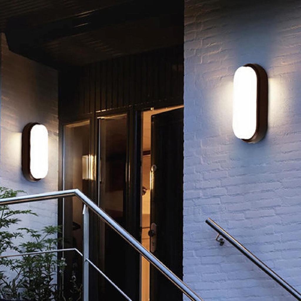 LED wall light 12W Oval Exterior, 3000k, Black, Applied outdoors