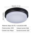 LED wall light 30W Round Exterior, 4000k, Black, Applied outdoors
