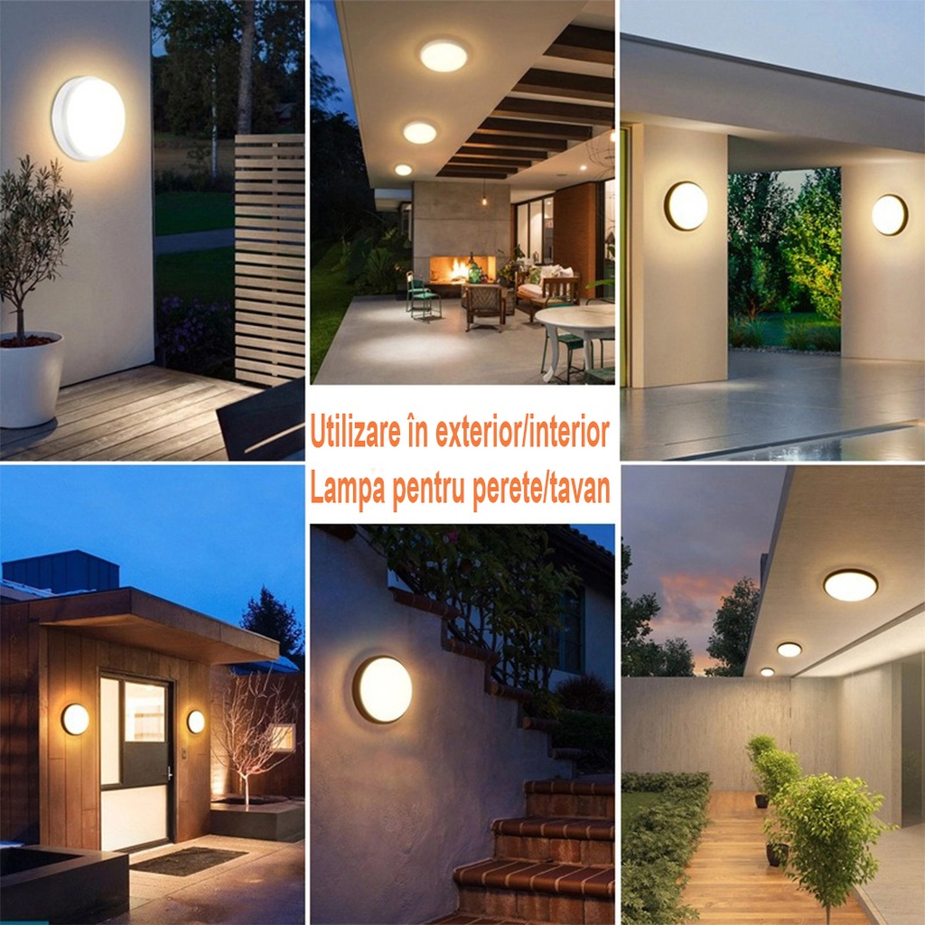LED wall light 30W Round Exterior, 3000k, Black, Applied outdoors