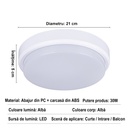 LED wall light 30W Round Exterior, 6500k, White, Applied outdoors