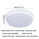 LED wall light 30W Round Exterior, 4000k, White, Applied outdoors