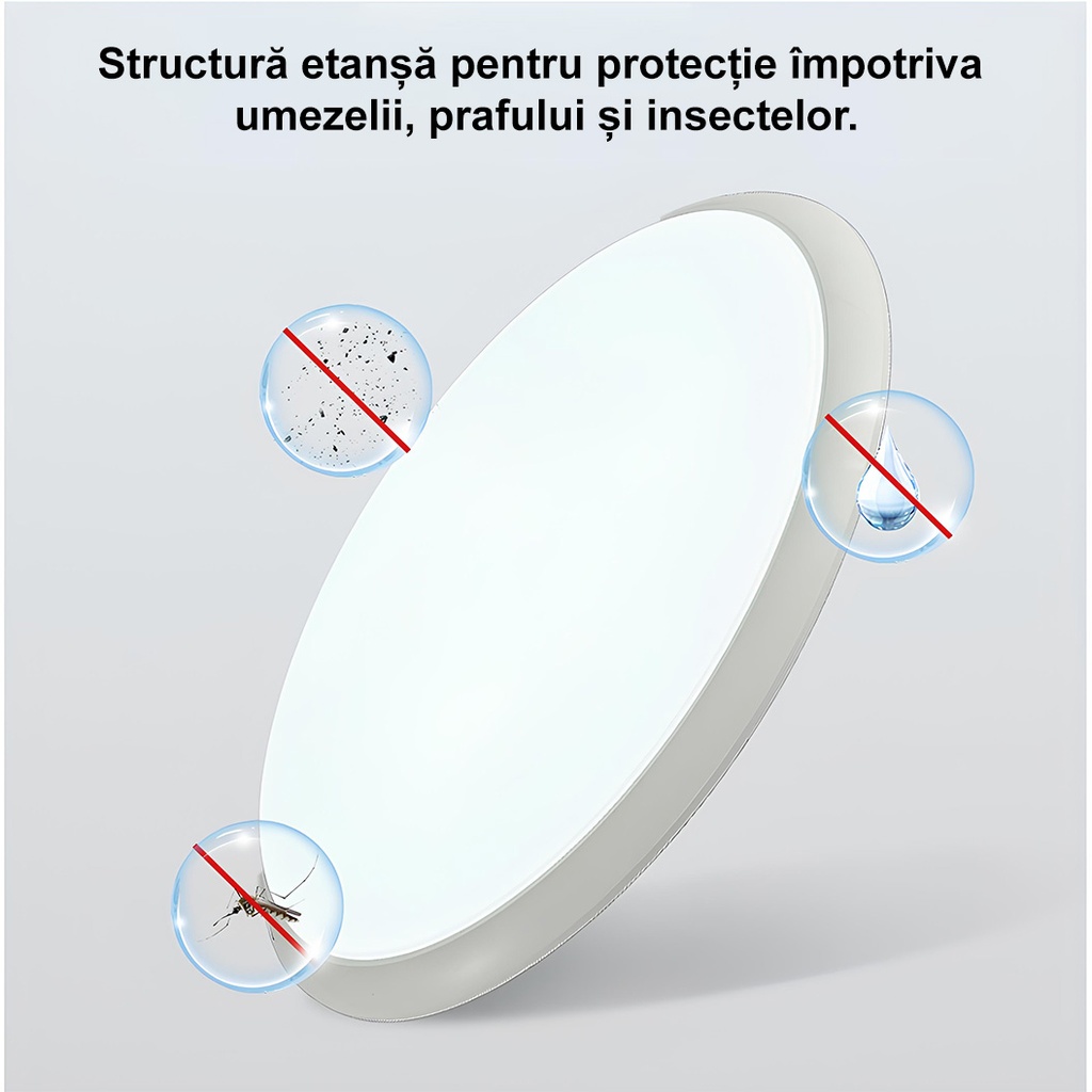 12W Smart LED Wall Lamp Radar Motion Sensor φ23cm 6500k White, Corridor lights