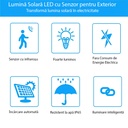 Solar lamp with motion sensor, 228 LEDs, 6500k