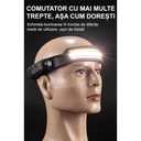 Lampă frontală cu LED W689-3 3 x surse de bandă XPE COB, profesională, baterie de 1200 mAh, senzor de mișcare, lumină roșie, alb, galben, 10 moduri de lumină, negru