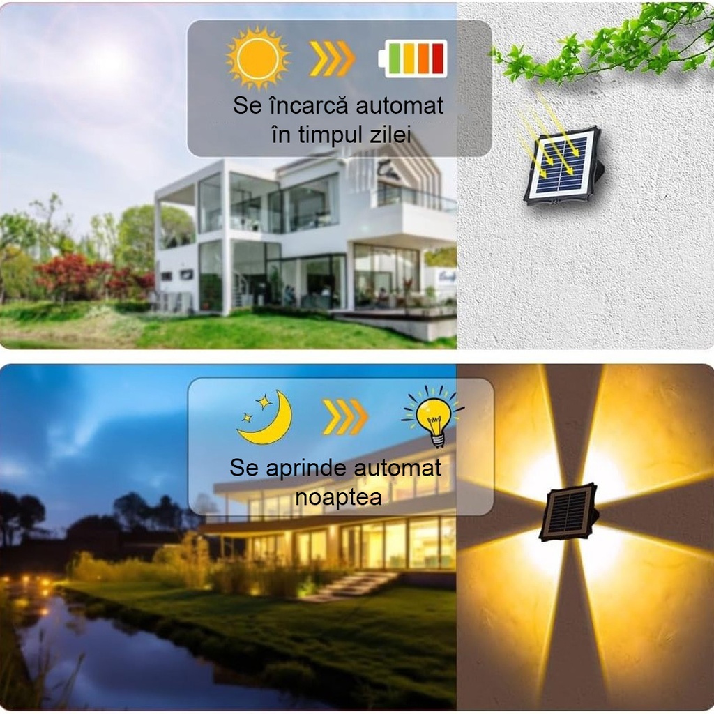 Solar lamp 6 LEDs, IP65, 3 colors 6500k, 4000k, 3000k