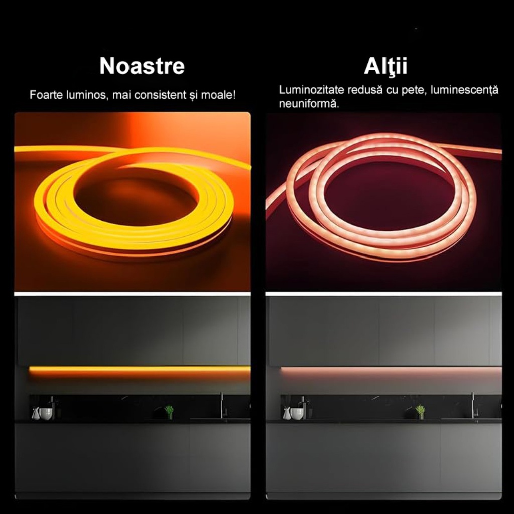 12V Neon Flex LED Strip Light – Orange Light – 8mm – IP65 – 5m Length