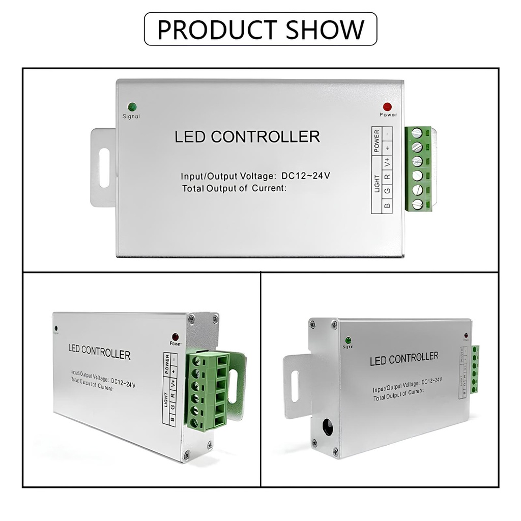 Metal RGB LED Controller with 44-Key Remote – 12-24V