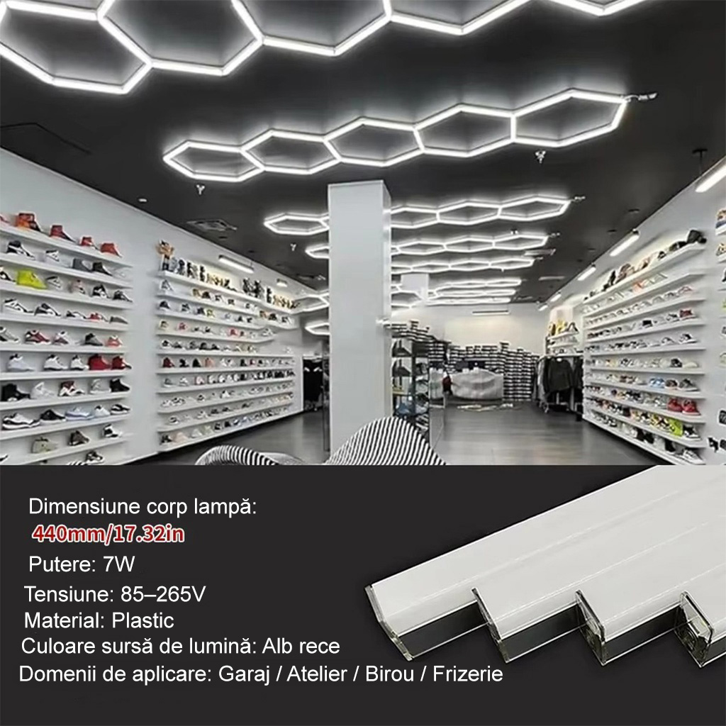 Honeycomb LED tube 7W, 440mm, plastic material, 6500k, cold white light