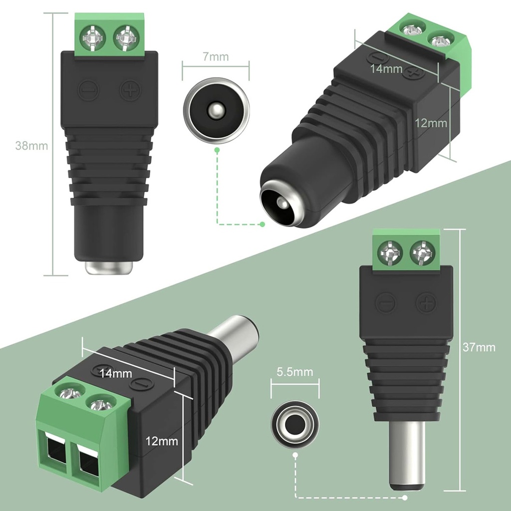 DC 2.1x5.5mm Female Power Connector with LED Strip Adapter