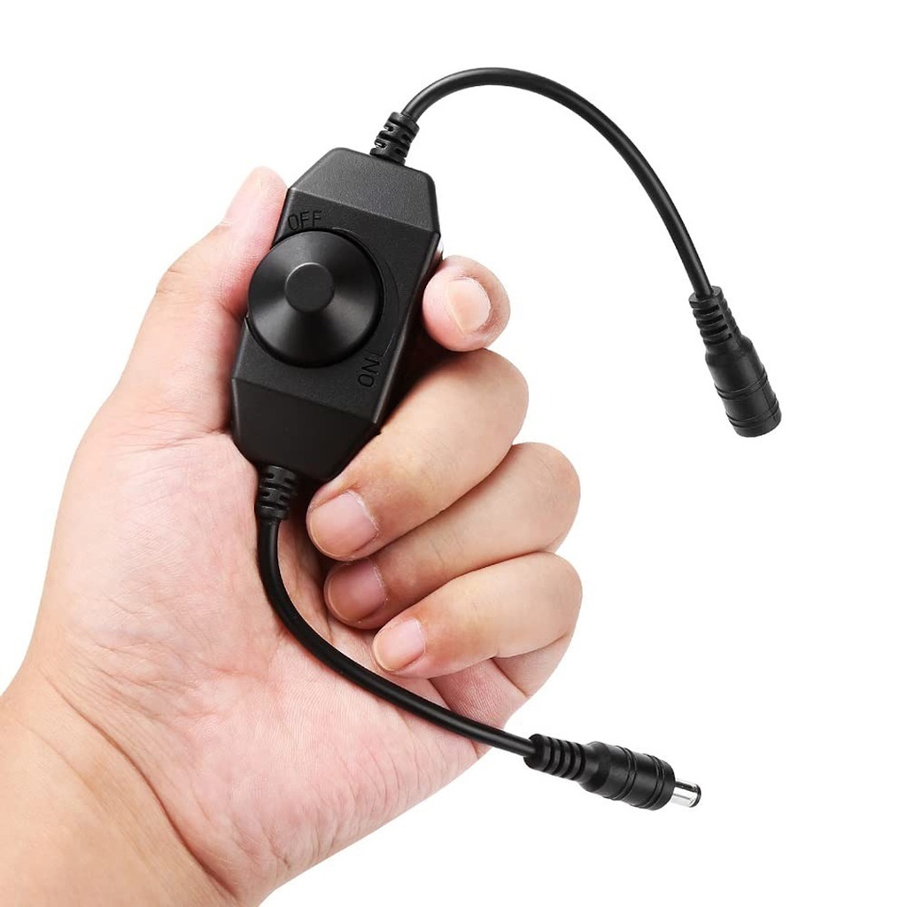 2.1x5.5mm DC LED Dimmer Switch – Black, Adjustable Brightness for Strip Lights