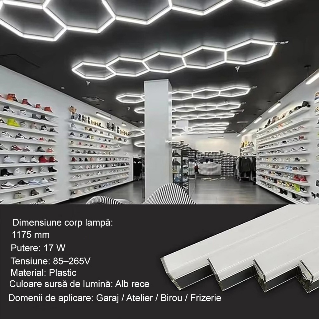 Honeycomb LED tube 17W, 1175mm, plastic material, 6500k, cold white light