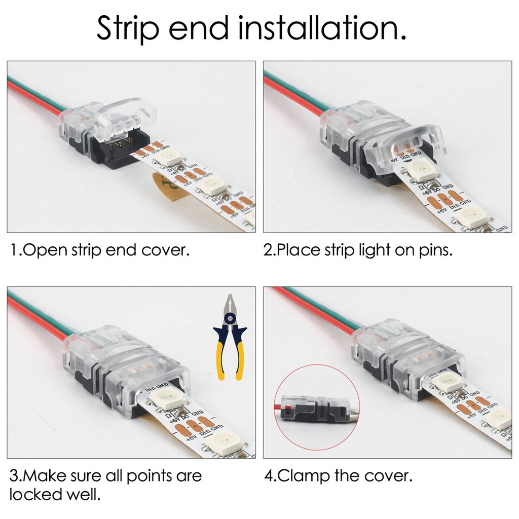 10mm 3-Pin LED Strip Connector with 3 Wires – for RGBW/3-Color LED Strips