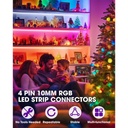 RGB 5050 LED Strip Connector with 4 Wires – 10mm 4-Pin Solderless Adapter