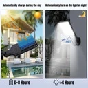 Solar street lamp 108 COB LEDs with integrated solar panel and remote control