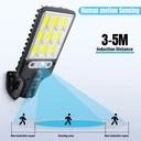 Solar street lamp 108 COB LEDs with integrated solar panel and remote control