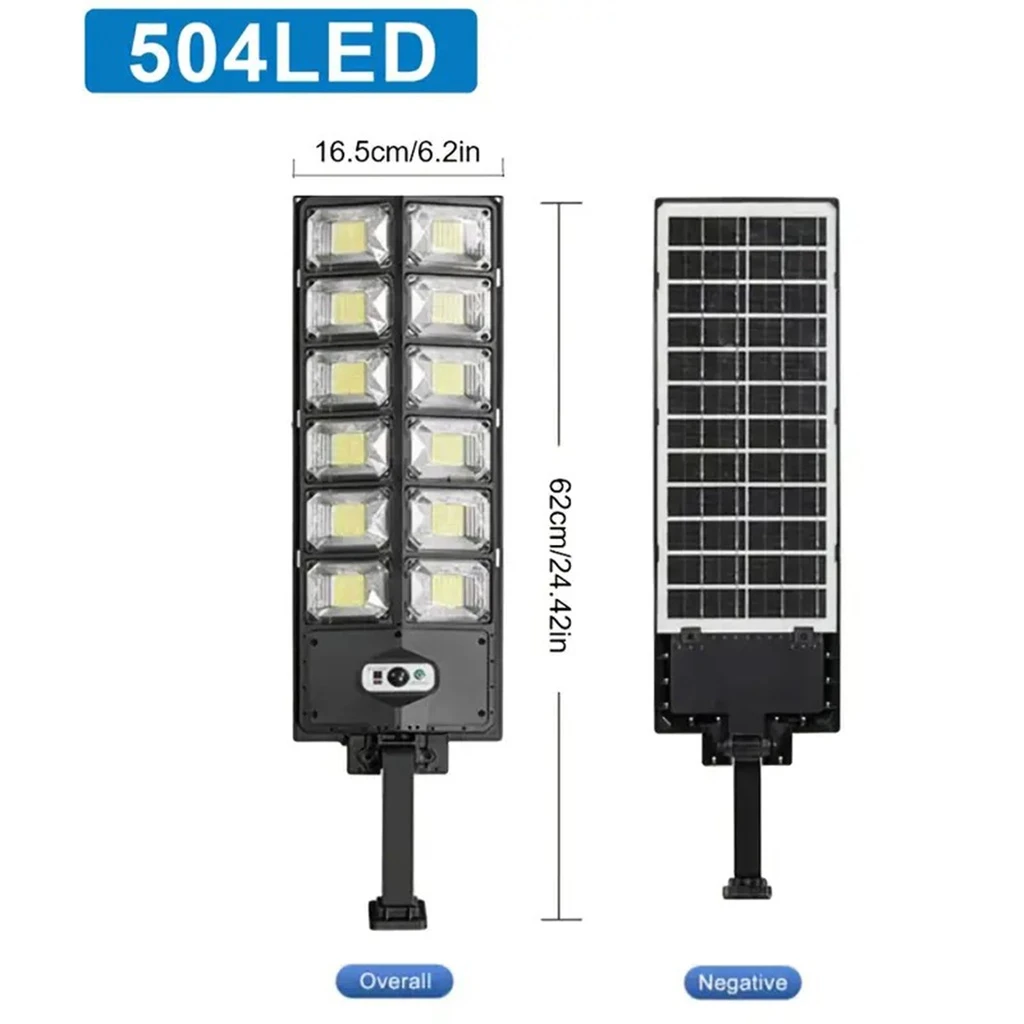 Solar street lamp 504 COB LEDs with integrated solar panel