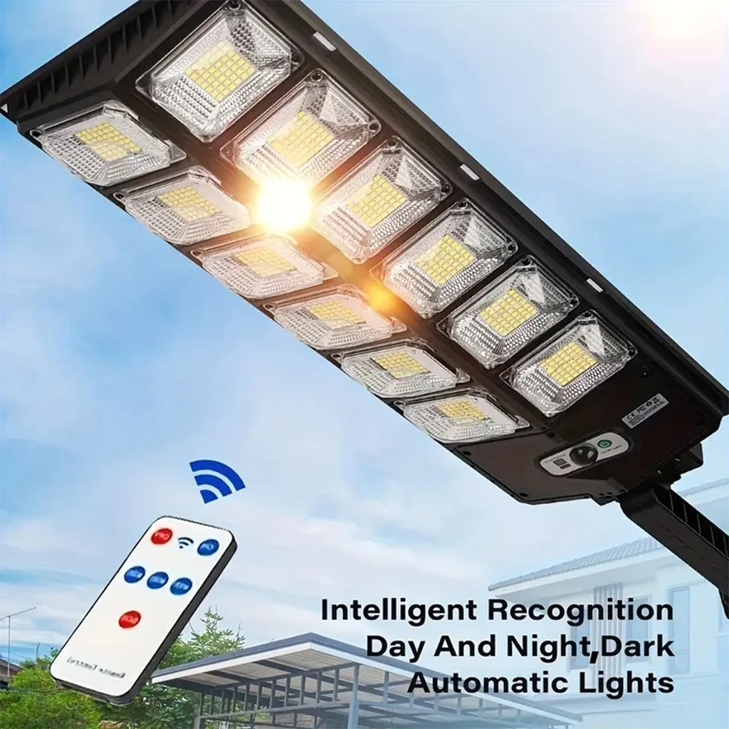 Solar street lamp 504 COB LEDs with integrated solar panel