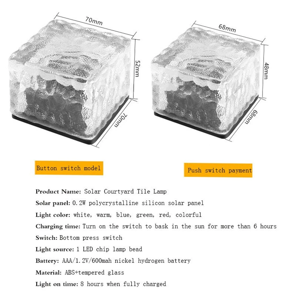 Decorative solar LED ice cube lamp for the garden