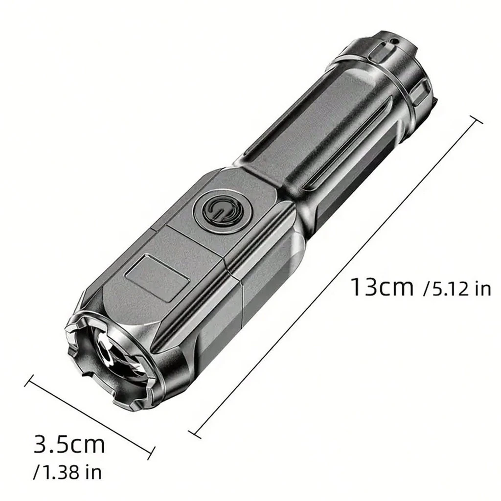 LED flashlight model S505, T6 LED, with rechargeable battery, Silver
