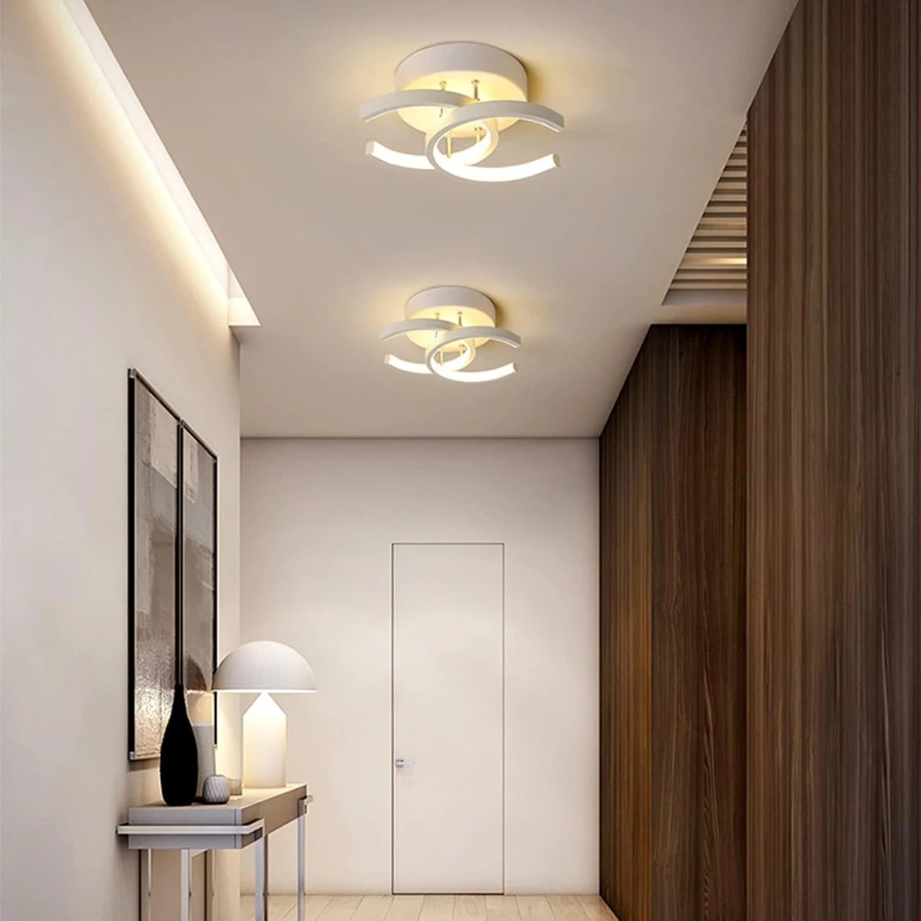 LED Chandelier 16W - 2 Open Circles, 3 Color Settings (Cool White, Neutral, Warm), Modern Design 24x17x11.5 cm, White
