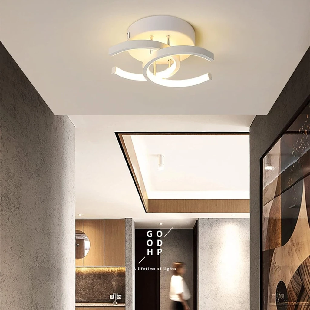 LED Chandelier 16W - 2 Open Circles, 3 Color Settings (Cool White, Neutral, Warm), Modern Design 24x17x11.5 cm, White