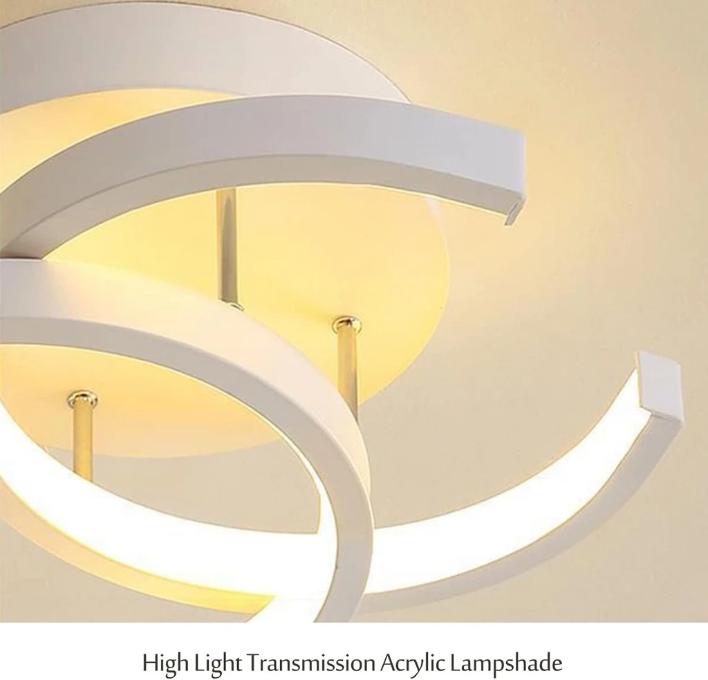 LED Chandelier 16W - 2 Open Circles, 3 Color Settings (Cool White, Neutral, Warm), Modern Design 24x17x11.5 cm, White