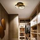 LED Chandelier 16W - 2 Open Circles, 3 Color Settings (Cool White, Neutral, Warm), Modern Design, 24x17x11.5 cm, Black