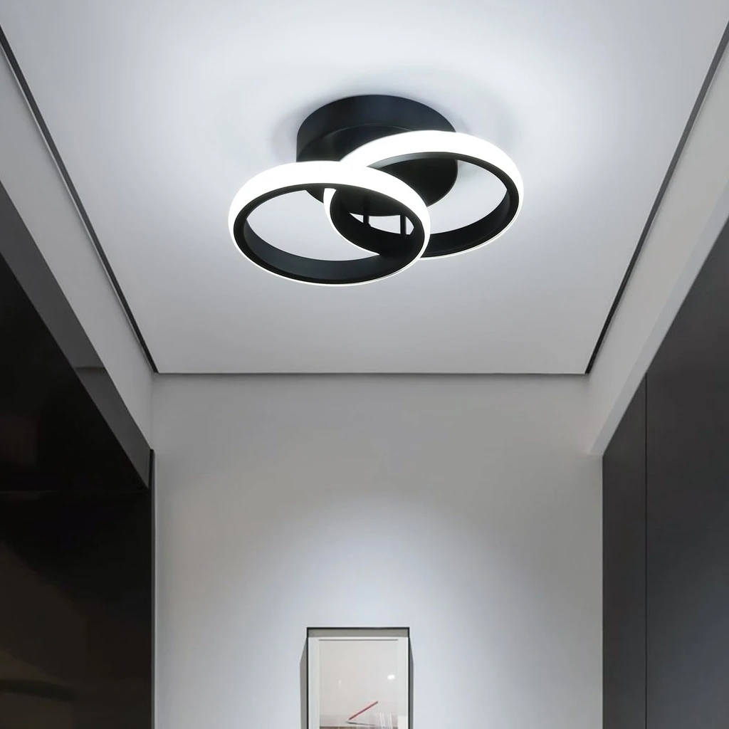 LED Chandelier 20W - 2 Circles, 3 color steps (Cool White, Neutral, Warm), Modern Design, 24x17x10 cm, White