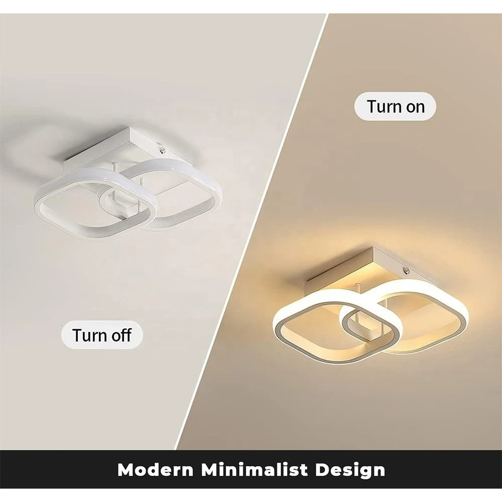 LED Chandelier 20W - 2 Squares, 3 color steps (Cool White, Neutral, Warm), Modern Design, 28x19x10 cm, White