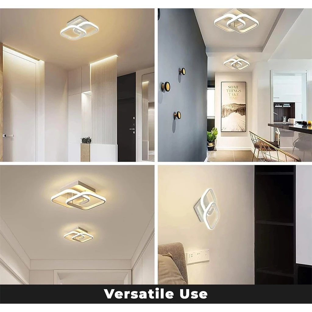 LED Chandelier 20W - 2 Squares, 3 color steps (Cool White, Neutral, Warm), Modern Design, 28x19x10 cm, White