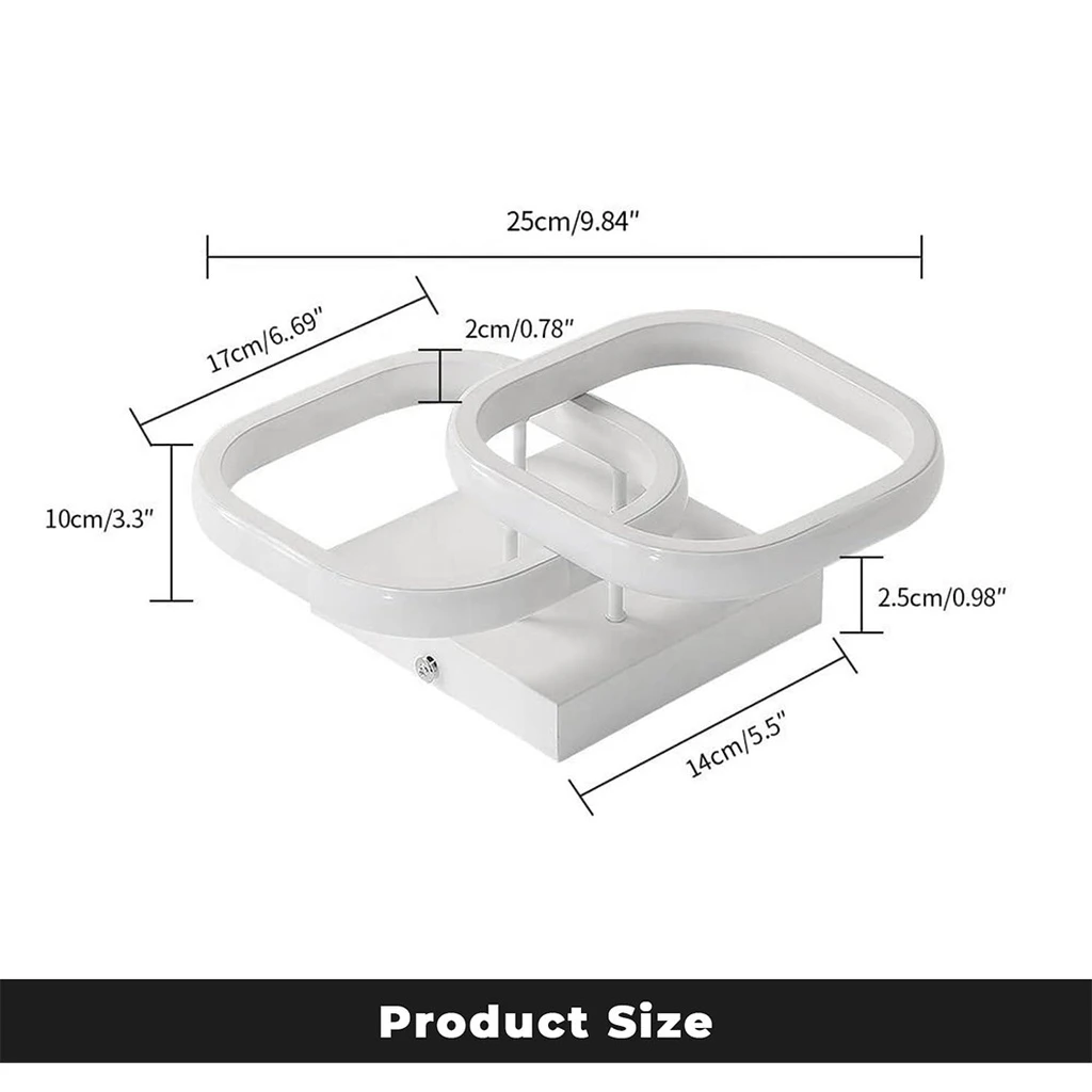 LED Chandelier 20W - 2 Squares, 3 color steps (Cool White, Neutral, Warm), Modern Design, 28x19x10 cm, White
