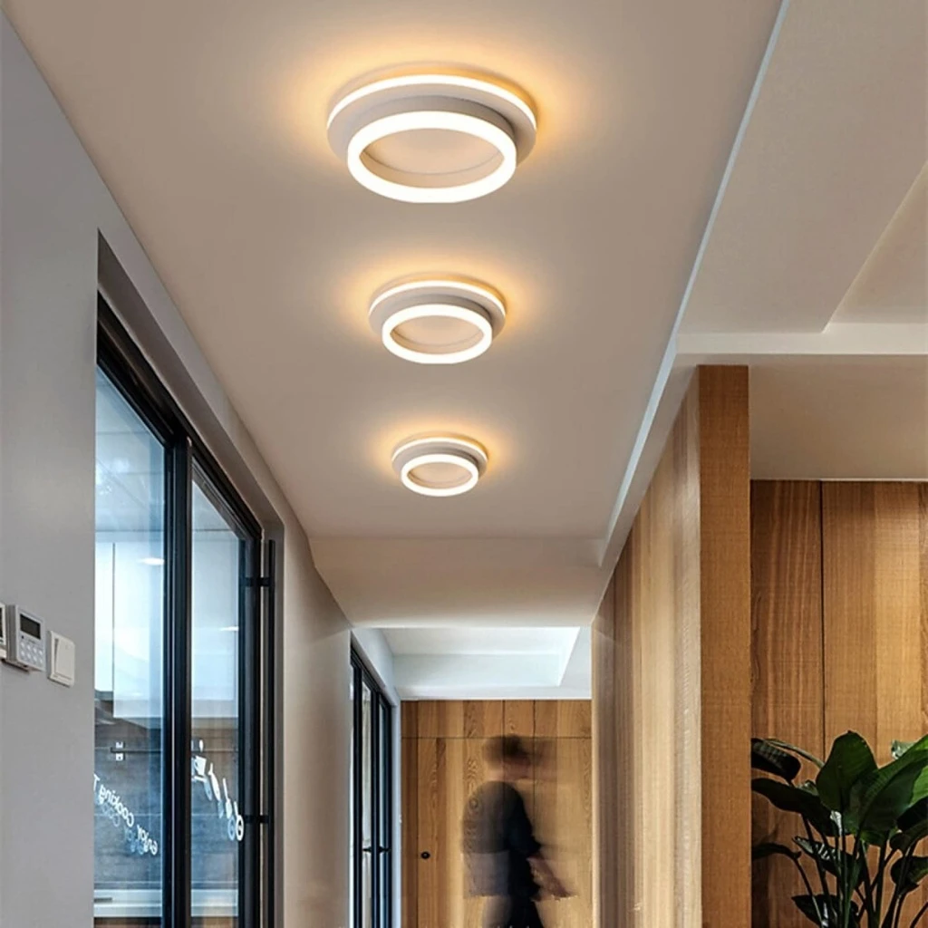 LED Chandelier 20W - 2 Circles, 3 color steps (Cool White, Neutral, Warm), Modern Design, 24x10x6 cm, White