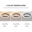 LED Chandelier 20W - 2 Circles, 3 color steps (Cool White, Neutral, Warm), Modern Design, 24x10x6 cm, White