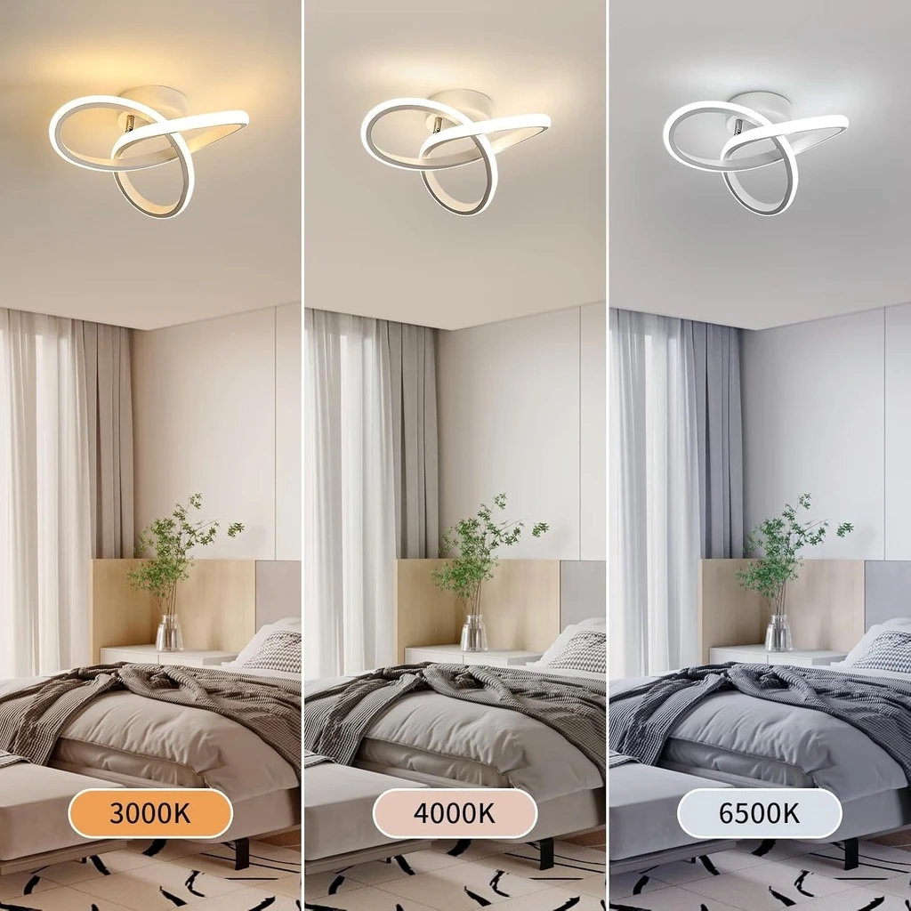 LED Chandelier 18W, 3 Color Temperature Settings (Cool White, Neutral, Warm), Modern Design, White