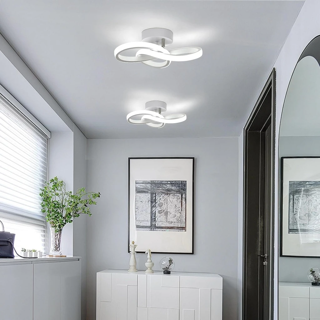 LED Chandelier 18W, 3 Color Temperature Settings (Cool White, Neutral, Warm), Modern Design, White