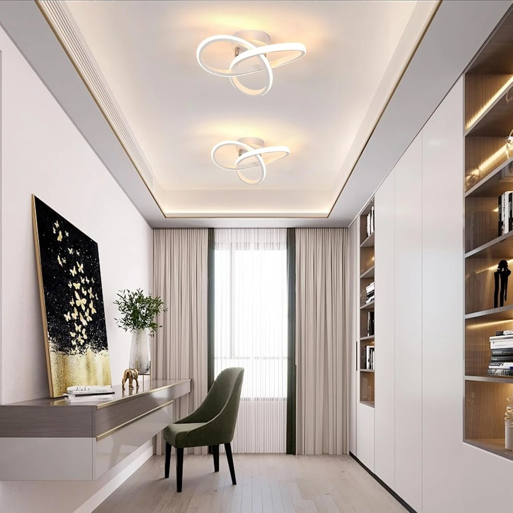 LED Chandelier 18W, 3 Color Temperature Settings (Cool White, Neutral, Warm), Modern Design, White