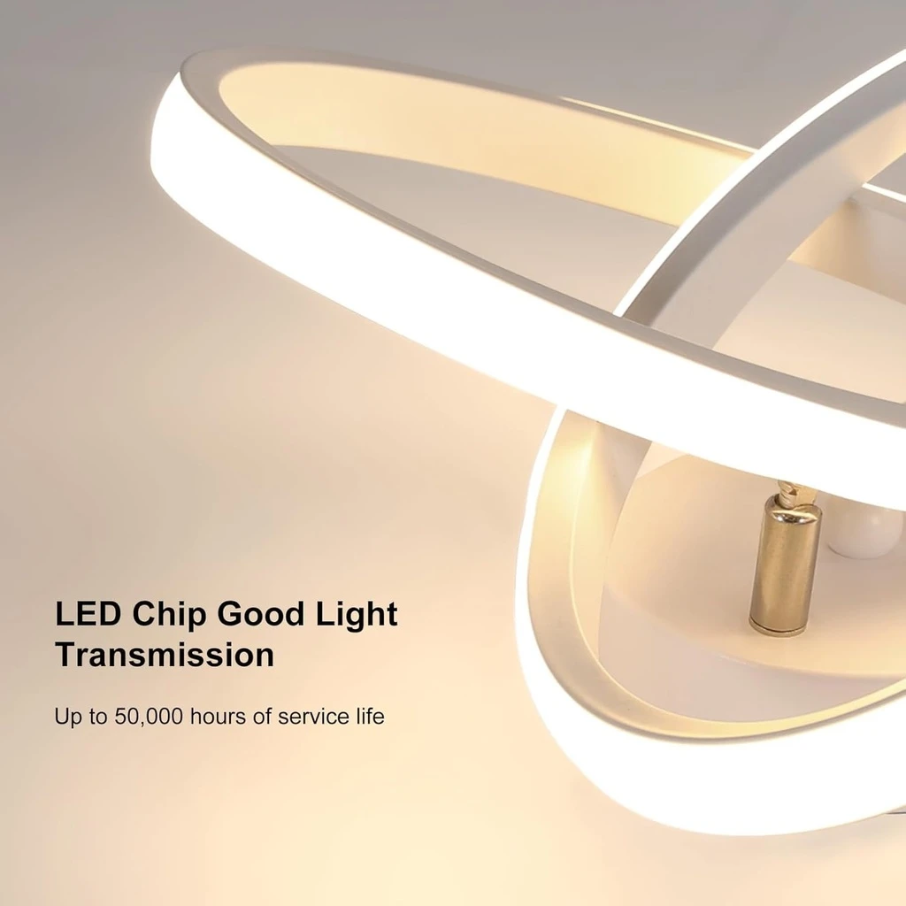 LED Chandelier 18W, 3 Color Temperature Settings (Cool White, Neutral, Warm), Modern Design, White