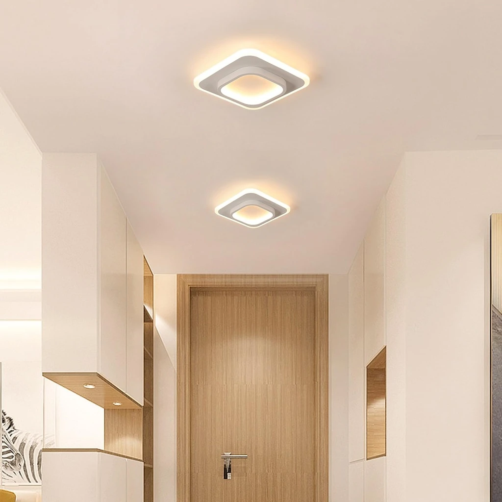 LED Chandelier 20W - 2 Squares, 3 color steps (Cool White, Neutral, Warm), Modern Design, 24x10x6 cm, White