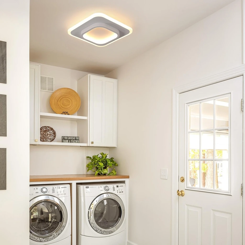LED Chandelier 20W - 2 Squares, 3 color steps (Cool White, Neutral, Warm), Modern Design, 24x10x6 cm, White