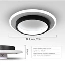 LED Chandelier 20W - 2 Circles, 3 color steps (Cool White, Neutral, Warm), Modern Design, 24x10x6 cm, Black-White