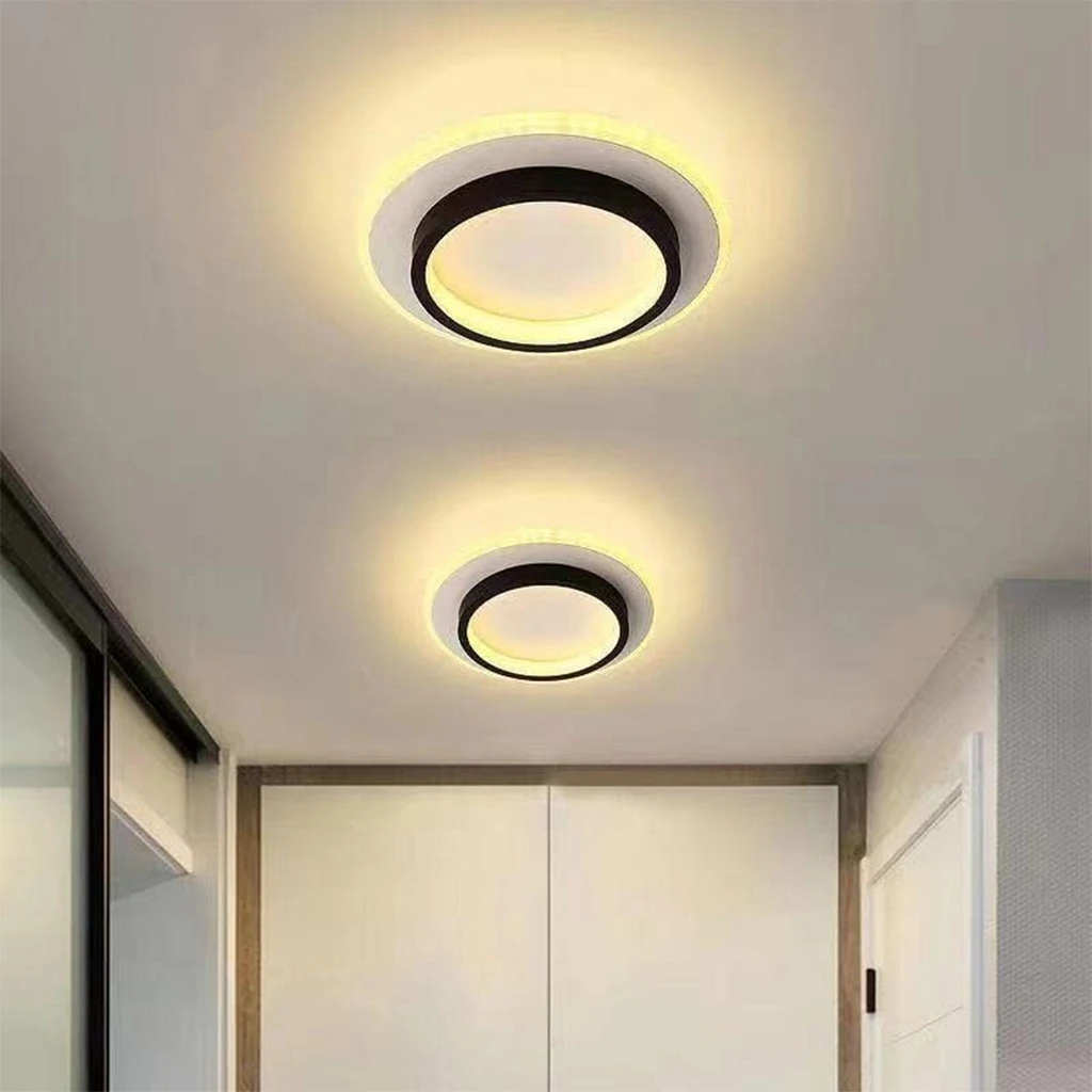 LED Chandelier 20W - 2 Circles, 3 color steps (Cool White, Neutral, Warm), Modern Design, 24x10x6 cm, Black-White
