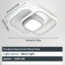 LED Chandelier 24W - 3 Squares, 3 color steps (Cool White, Neutral, Warm), Modern Design, 25x17x6 cm, White