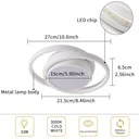 24W LED Chandelier - 3 Circles, 3 Color Settings (Cool White, Neutral, Warm), Modern Design, White