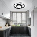24W LED Chandelier - 3 Circles, 3 Color Settings (Cool White, Neutral, Warm), Modern Design, Black