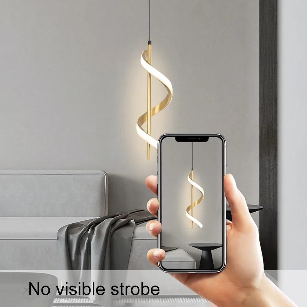 LED Pendant 12W - Spiral Type, Modern Design, 3 color settings (Cool White, Neutral, Warm), length 180cm, Gold