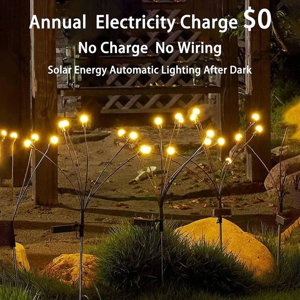 Solar-powered garden decoration, 6 bulbs, Warm White