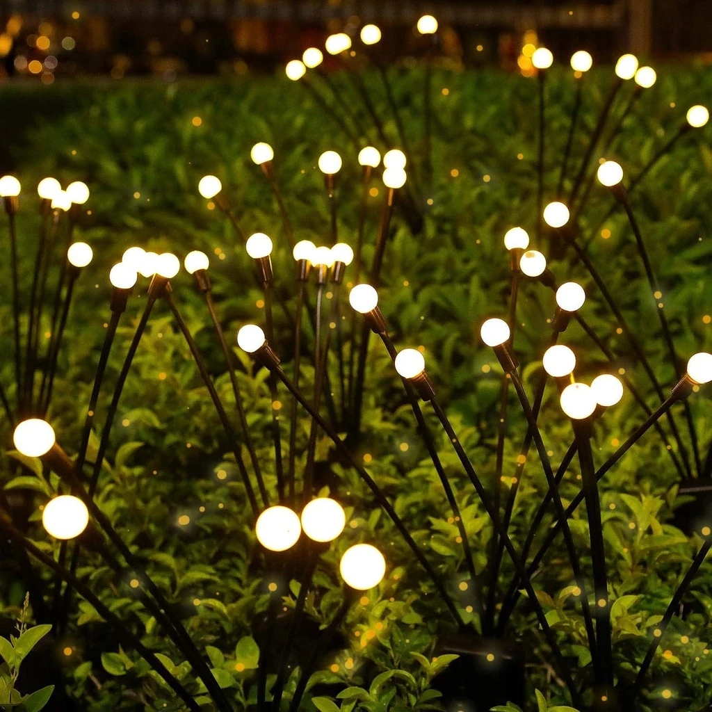 Solar-powered garden decoration, 6 bulbs, Warm White