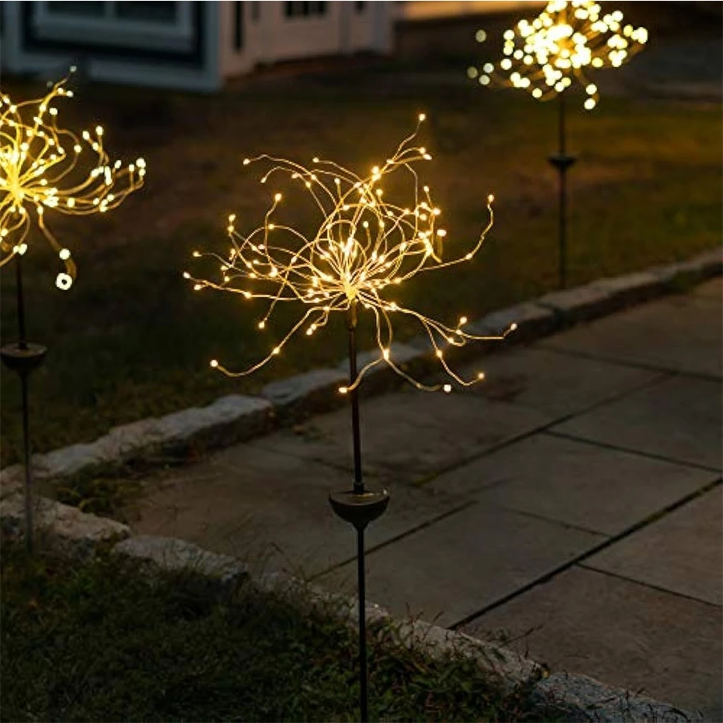 Solar garden decoration fireworks type with solar charging, 2 Modes, 150 LEDs
