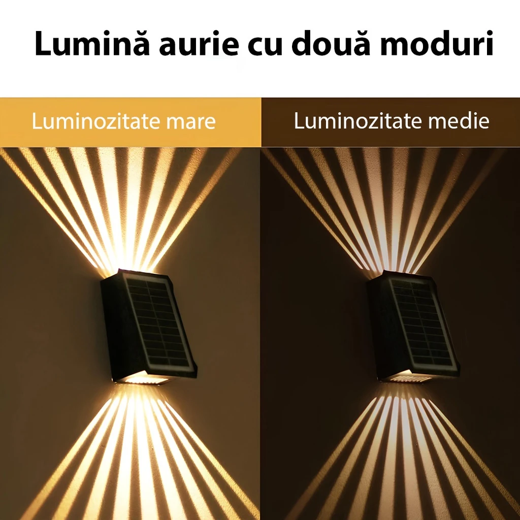Solar LED wall light with 2 LEDs, IP65, 3 colors 6500k, 4000k, 3000k