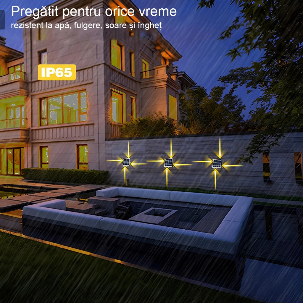 Solar lamp 4 LEDs, IP65, 3 colors 6500k, 4000k, 3000k